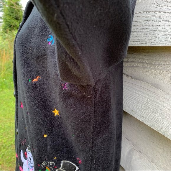 Vintage Black Fleece Polar Bear Appliqué Long Sleeve Button Up Cardigan Sweater - Picture 13 of 16